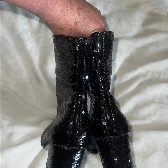 Ava & Aiden Black Sequin Ankle Boots 9 - Picture 5 of 6